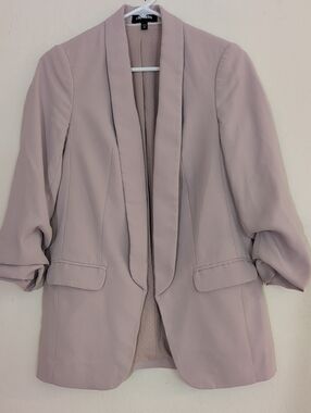 Express Light Mauve Pink Open Front Blazer Cinch Ruched Sleeve Office - Size XS